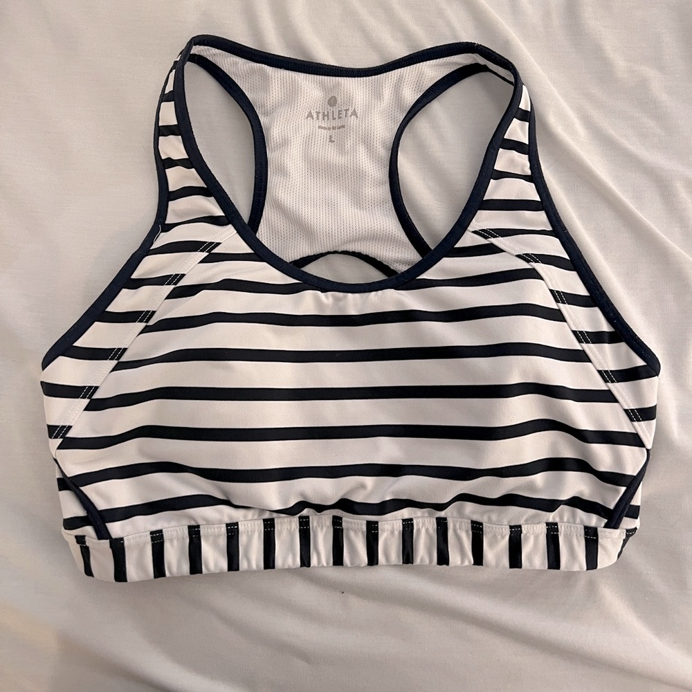 Athleta Navy and White Sports Bra- L